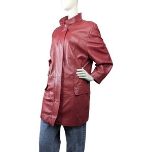 Red Leather Plus Sized Jacket, Women's Size XXL (Samoon Brand)